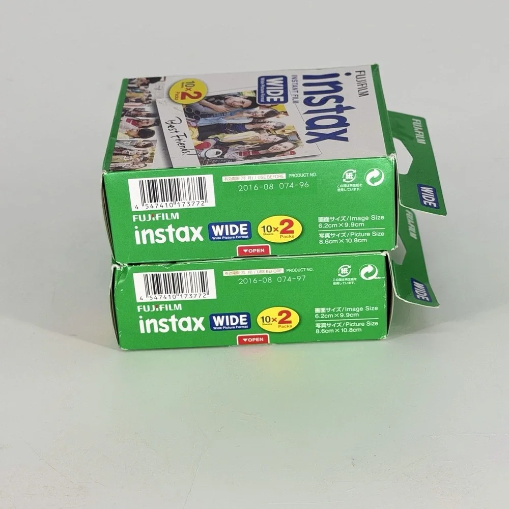 Lot of 2 Fujifilm Instax Wide Instant Film 20 Sheets Each Exp 08/2016 Sealed
